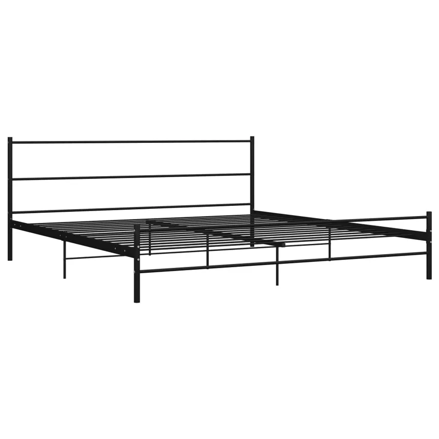 Cadre de lit sans matelas noir métal 200x200 cm - 2