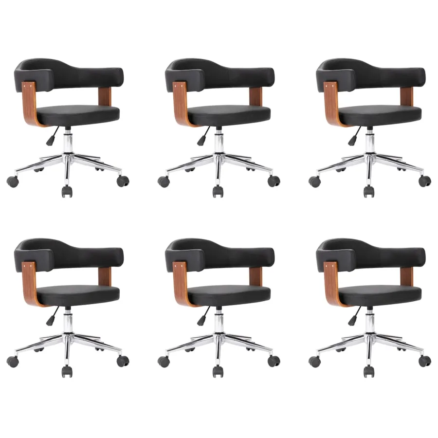 Chaises pivotantes à manger lot de 6 bois courbé et similicuir - 2