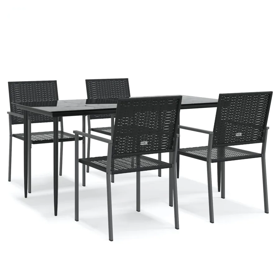 Ensemble à manger de jardin 5 pcs résine tressée acier - 2