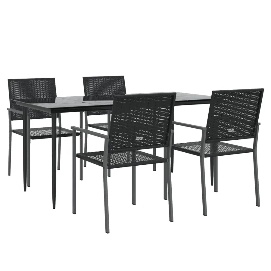 Ensemble à manger de jardin 5 pcs résine tressée acier - 3
