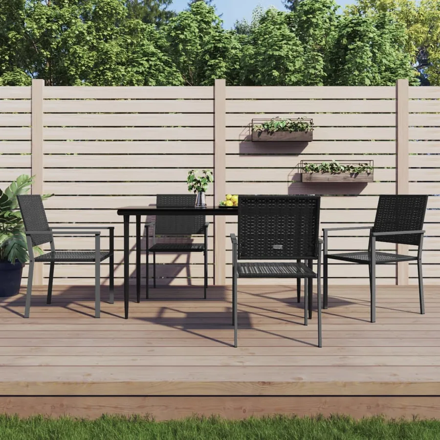 Ensemble à manger de jardin 5 pcs résine tressée acier