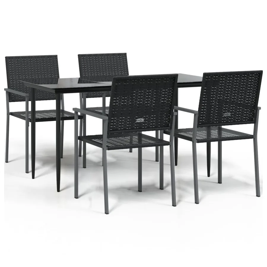 Ensemble à manger de jardin 5 pcs résine tressée acier - 2