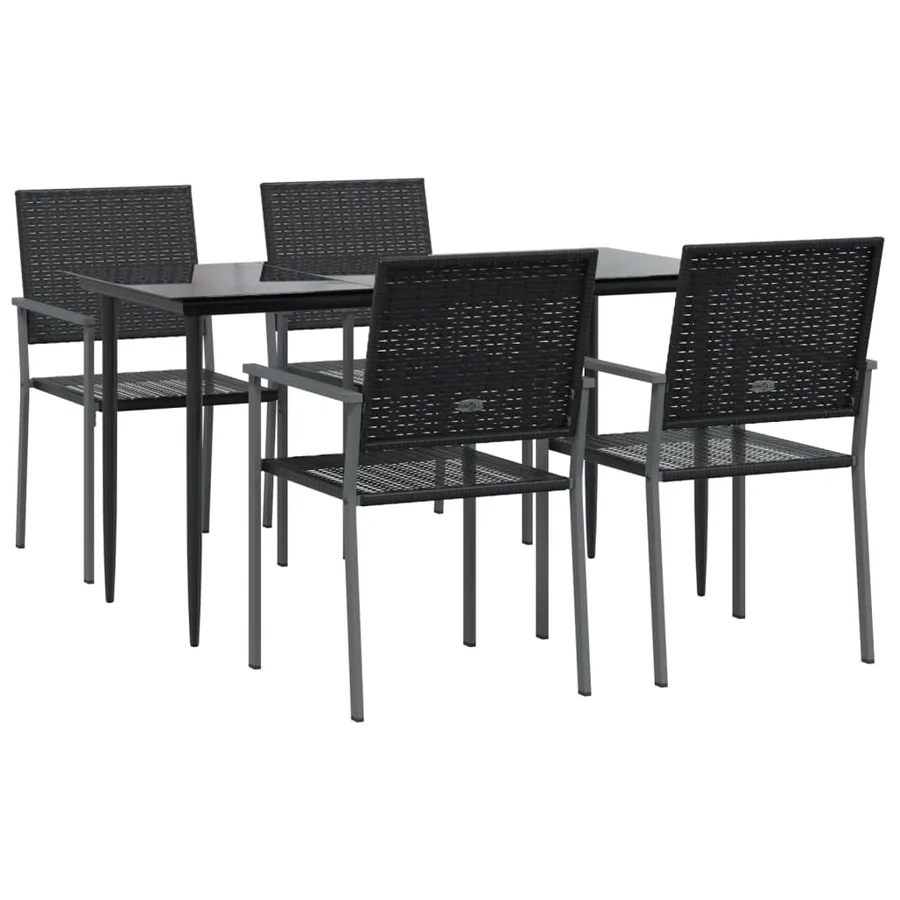 Ensemble à manger de jardin 5 pcs résine tressée acier - 3