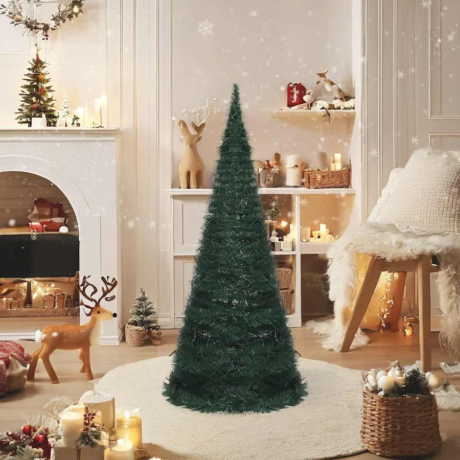 Sapin de Noël artificiel pré-éclairé avec guirlandes vert 150cm - 2