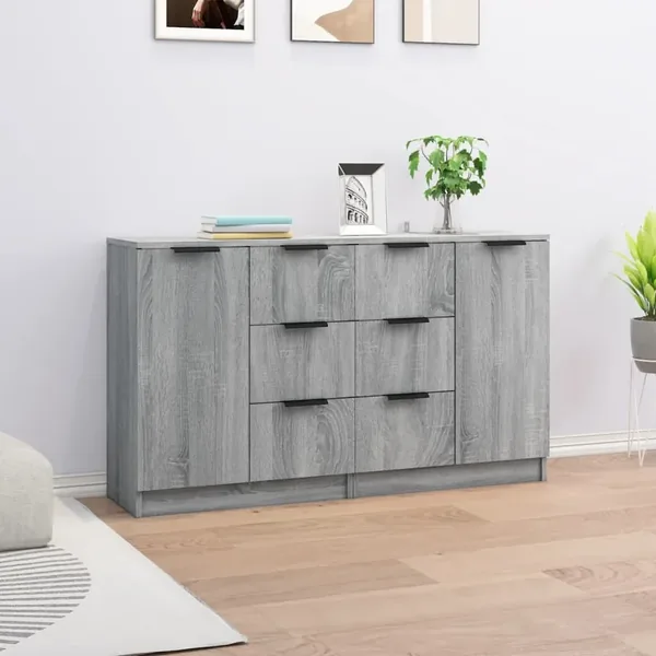 Buffets 2 pcs Sonoma gris 60x30x70 cm Bois d'ingénierie