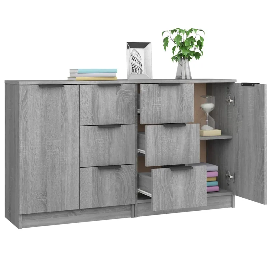 Buffets 2 pcs Sonoma gris 60x30x70 cm Bois d'ingénierie - 4