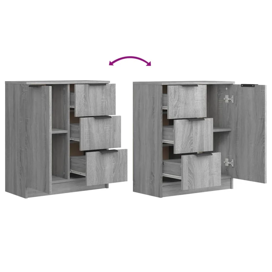 Buffets 2 pcs Sonoma gris 60x30x70 cm Bois d'ingénierie - 7