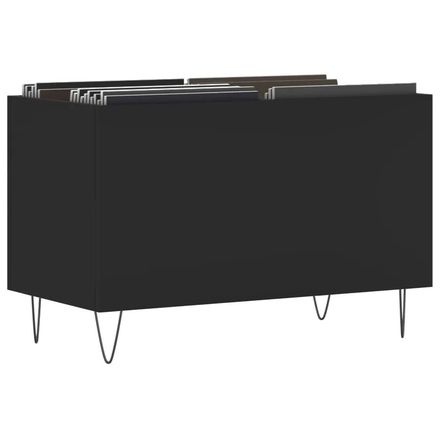 Armoire à disques noir 74,5x38x48 cm bois d'ingénierie - 3