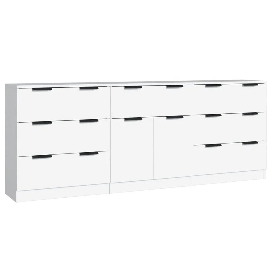 Buffets 3 pcs Blanc Bois d'ingénierie - 2