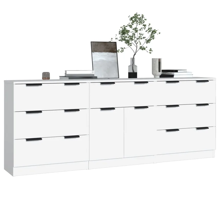 Buffets 3 pcs Blanc Bois d'ingénierie - 3