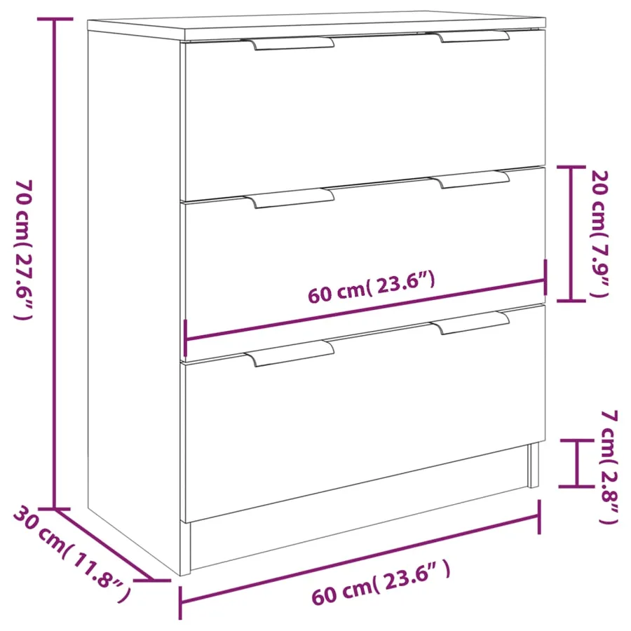 Buffets 3 pcs Blanc Bois d'ingénierie - 6