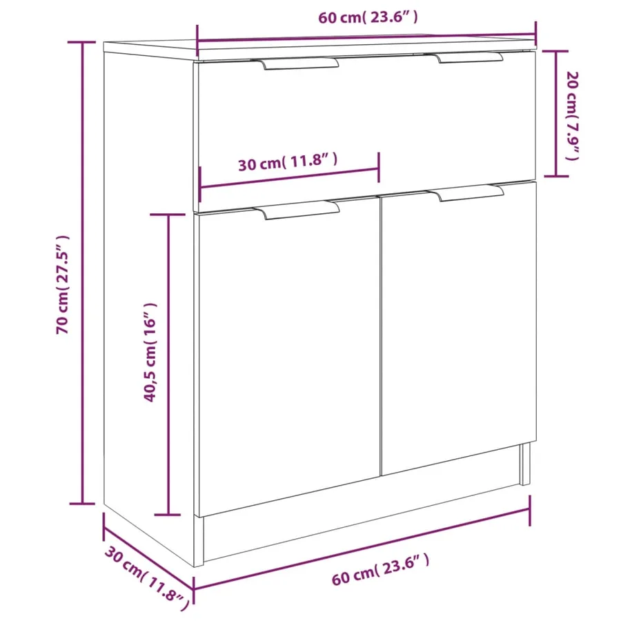 Buffets 3 pcs Blanc Bois d'ingénierie - 7