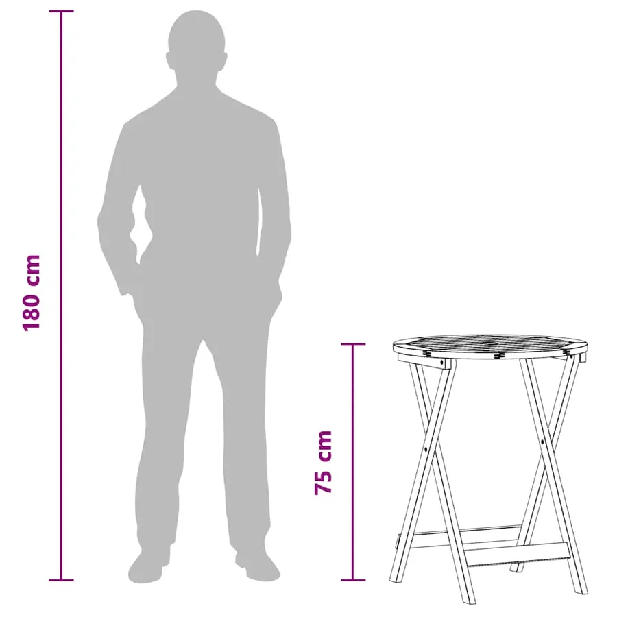 Table de jardin pliable Ø60x75 cm Bois d'eucalyptus solide - 7