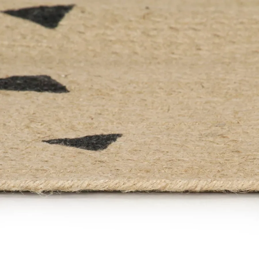 Tapis fait à la main Jute avec imprimé à triangles 120 cm - 3