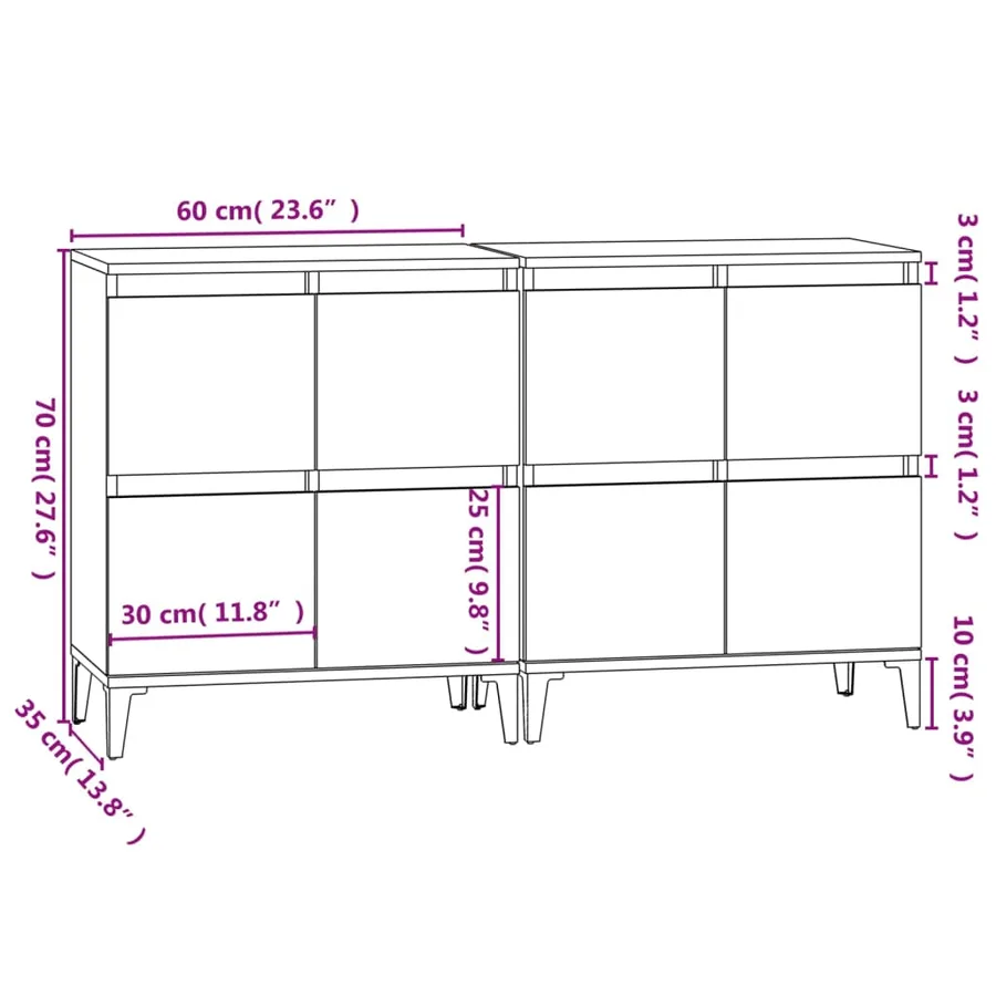 Buffets 2 pcs sonoma gris 60x35x70 cm bois d'ingénierie - 11