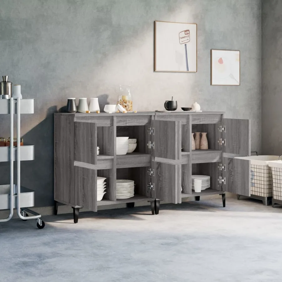 Buffets 2 pcs sonoma gris 60x35x70 cm bois d'ingénierie - 3