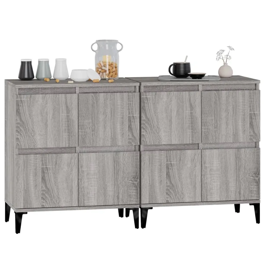 Buffets 2 pcs sonoma gris 60x35x70 cm bois d'ingénierie - 4