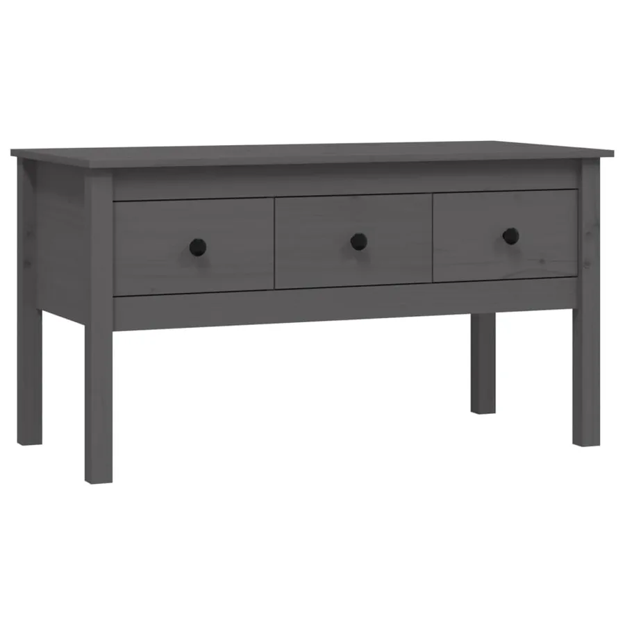 Table basse Gris 102x49x55 cm Bois massif de pin - 2