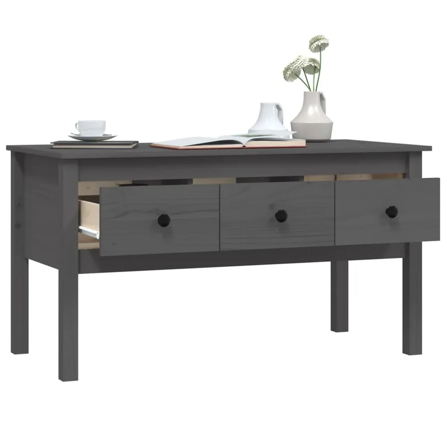 Table basse Gris 102x49x55 cm Bois massif de pin - 5