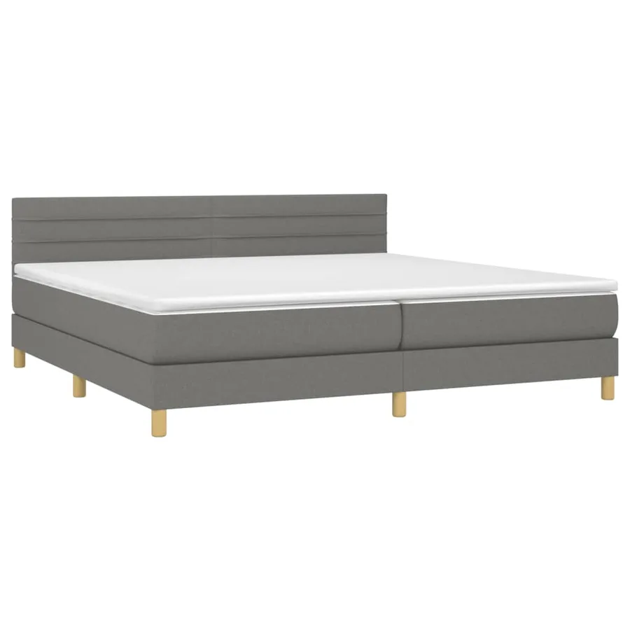 Sommier à lattes de lit avec matelas Gris foncé 200x200cm Tissu - 3