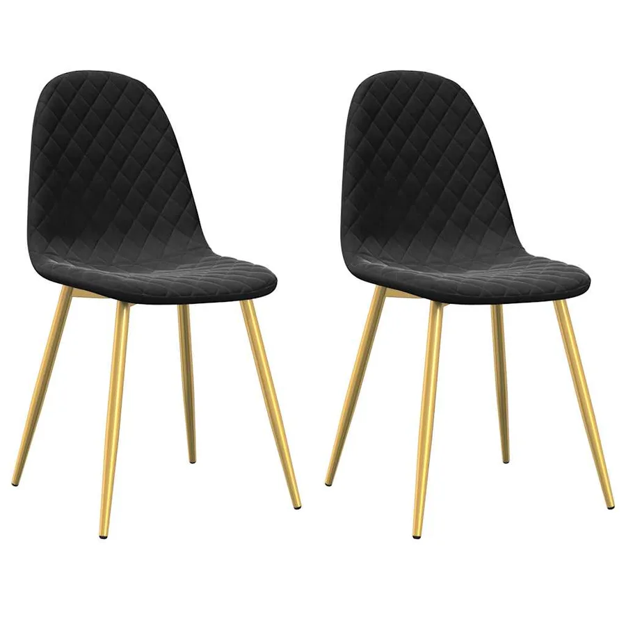 Chaises à manger lot de 2 Noir Velours - 2