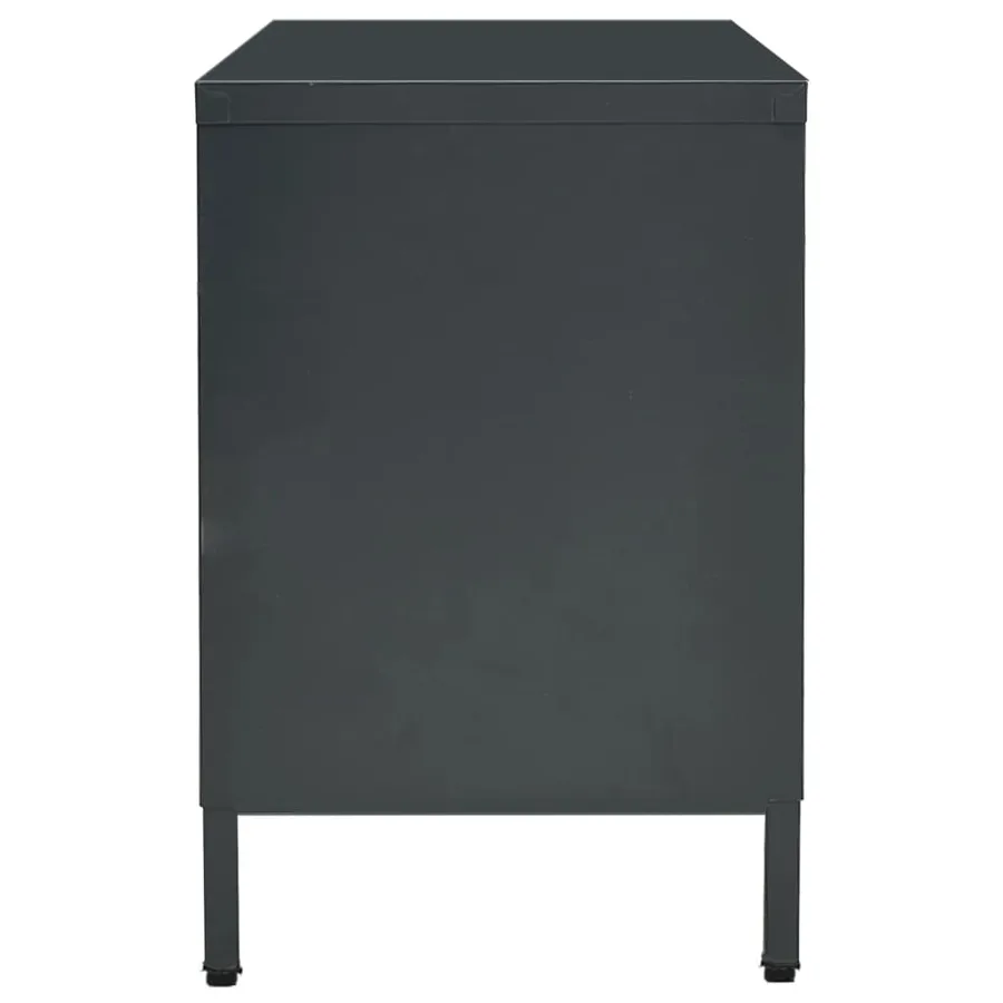 Meuble TV Anthracite 105x35x52 cm Acier et verre - 4