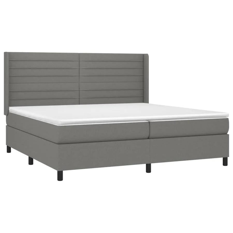 Sommier à lattes de lit avec matelas Gris foncé 200x200cm Tissu - 3
