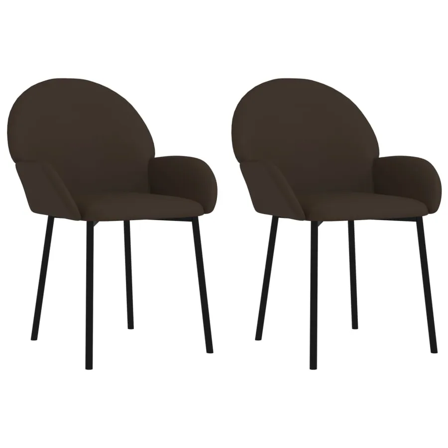 Chaises à manger lot de 2 marron similicuir - 2