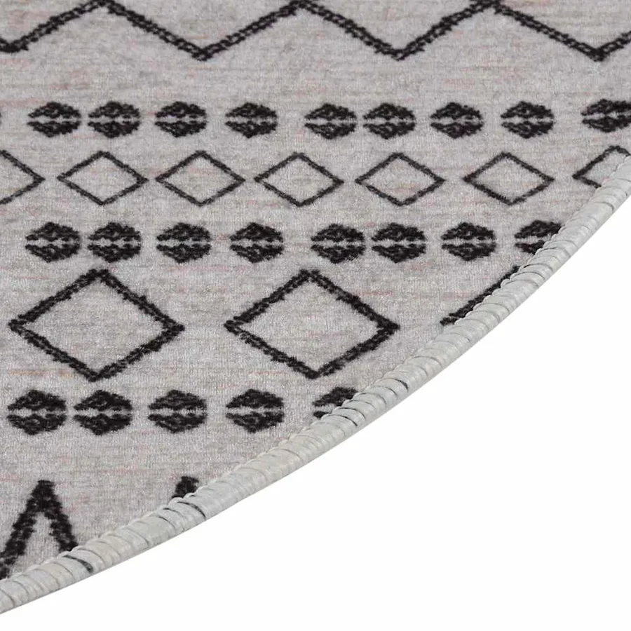 Tapis lavable φ120 cm noir et blanc - 4