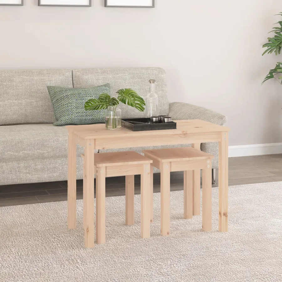 Tables gigognes 3 pcs Bois de pin massif - 3