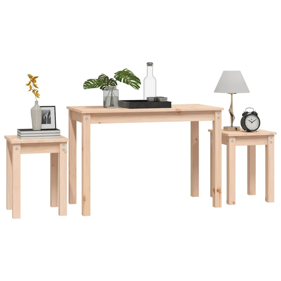 Tables gigognes 3 pcs Bois de pin massif - 4