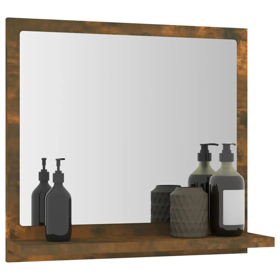 Miroir de bain Chêne fumé 40x10,5x37 cm Bois d'ingénierie - 6