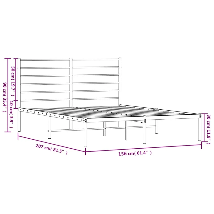 Cadre de lit métal sans matelas avec tête de lit noir 150x200cm - 10