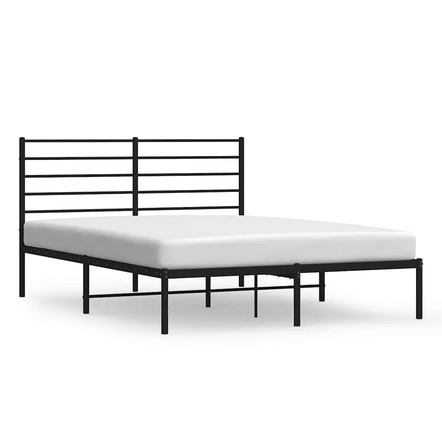 Cadre de lit métal sans matelas avec tête de lit noir 150x200cm - 2