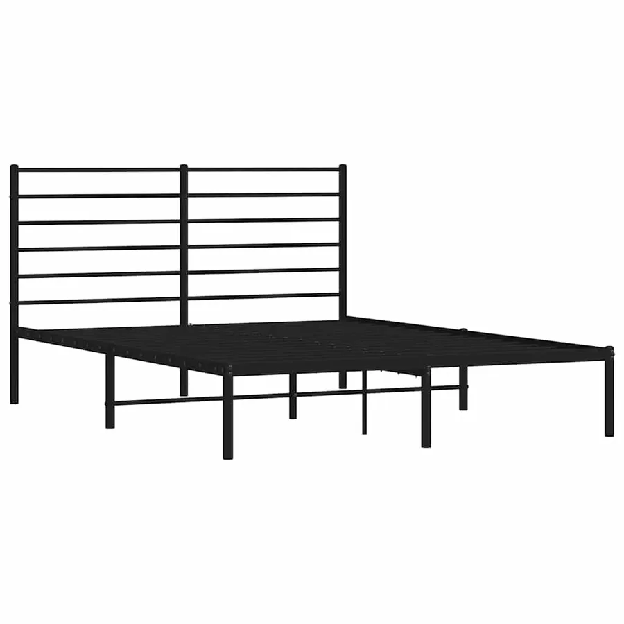 Cadre de lit métal sans matelas avec tête de lit noir 150x200cm - 4