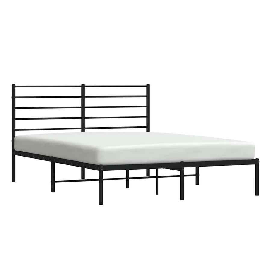 Cadre de lit métal sans matelas avec tête de lit noir 150x200cm - 5