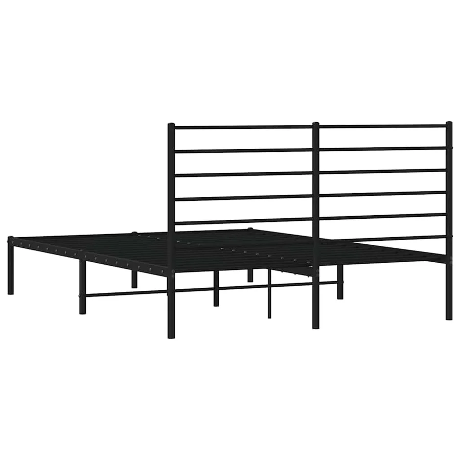 Cadre de lit métal sans matelas avec tête de lit noir 150x200cm - 8