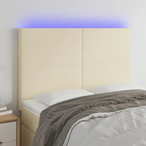 Tête de lit à LED Crème 144x5x118/128 cm Similicuir