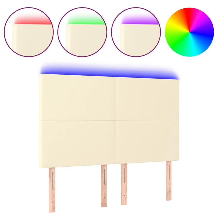Tête de lit à LED Crème 144x5x118/128 cm Similicuir - 2