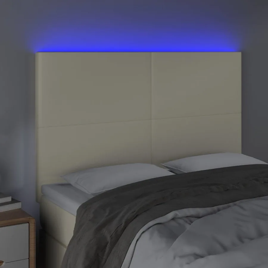 Tête de lit à LED Crème 144x5x118/128 cm Similicuir - 3