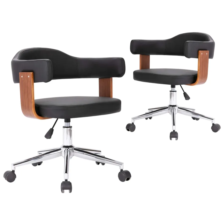 Chaises pivotantes à manger lot de 2 bois courbé et similicuir - 2