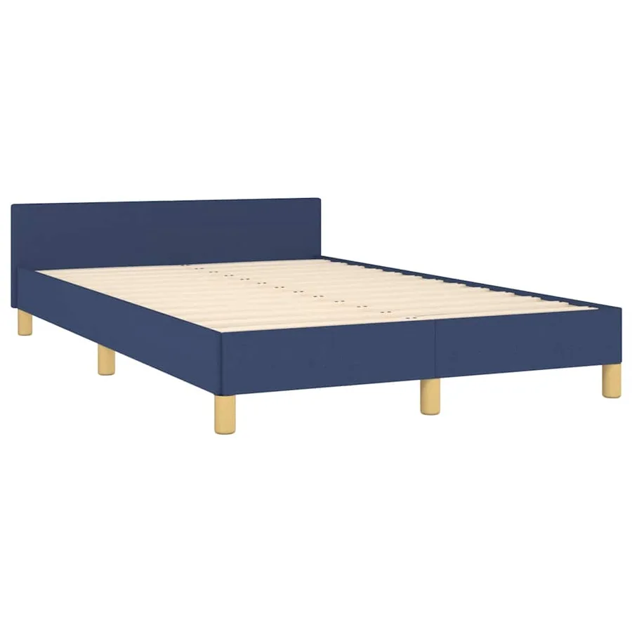 Cadre de lit avec tête de lit sans matelas bleu 120x200cm tissu - 4