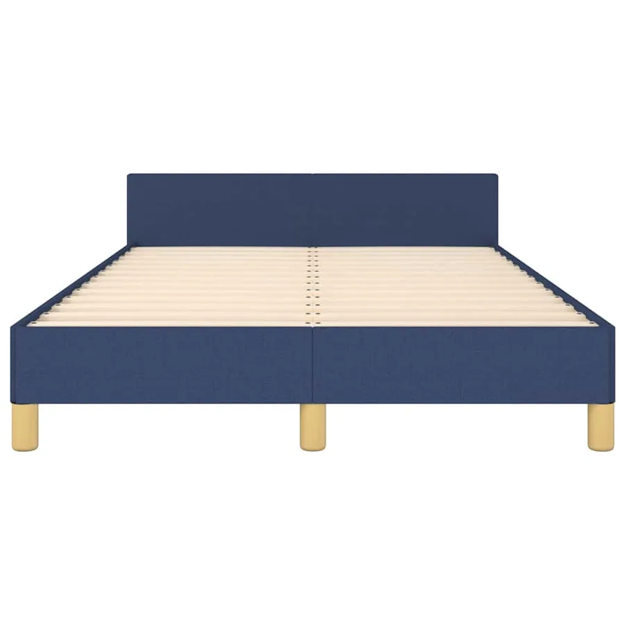 Cadre de lit avec tête de lit sans matelas bleu 120x200cm tissu - 5