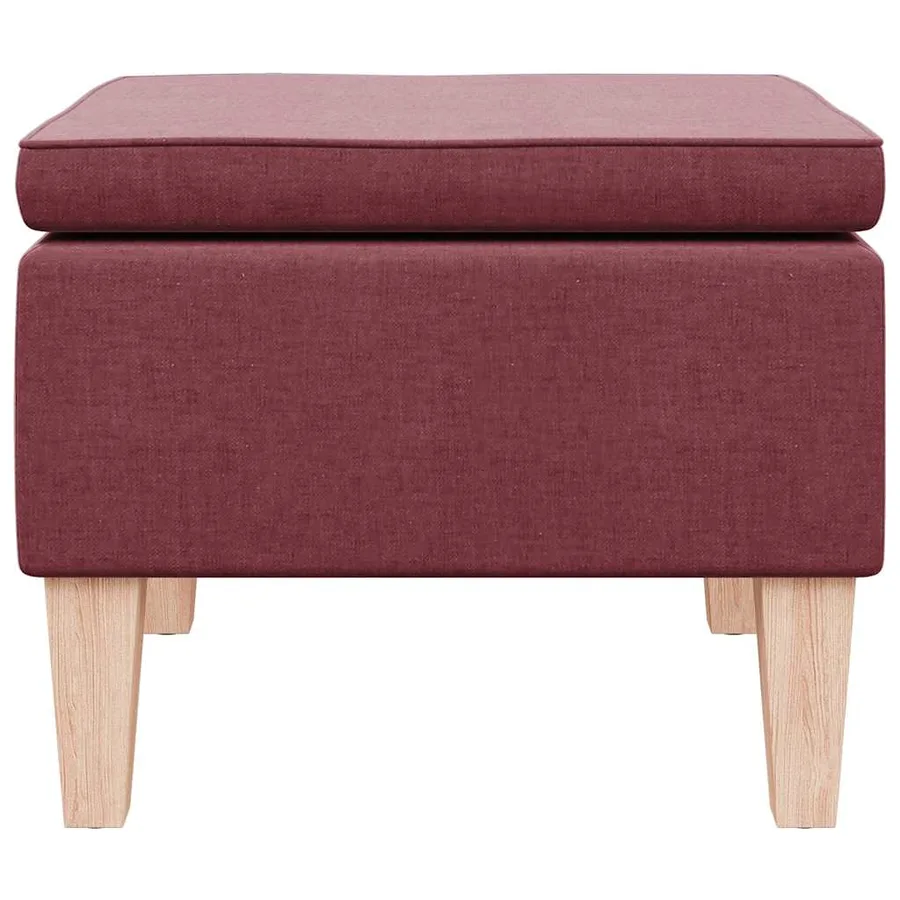 Tabouret avec pieds en bois Rouge bordeaux Tissu - 5