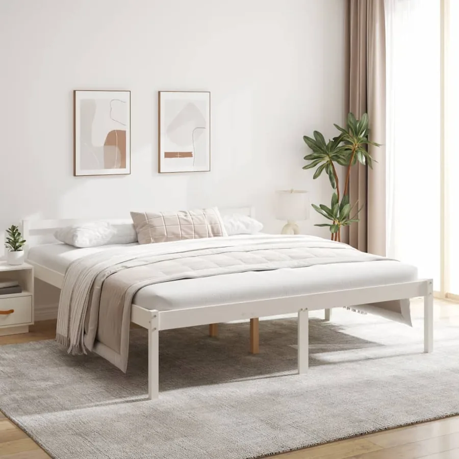 Lit pour personne âgée sans matelas blanc 180x200 cm