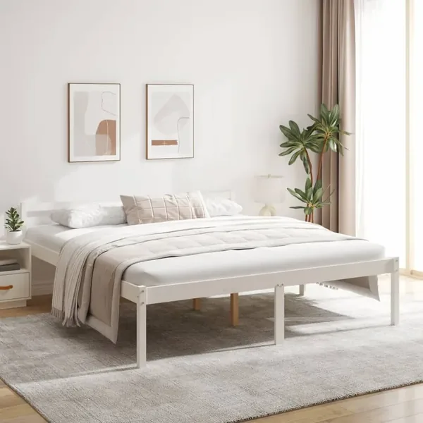 Lit pour personne âgée sans matelas blanc 180x200 cm