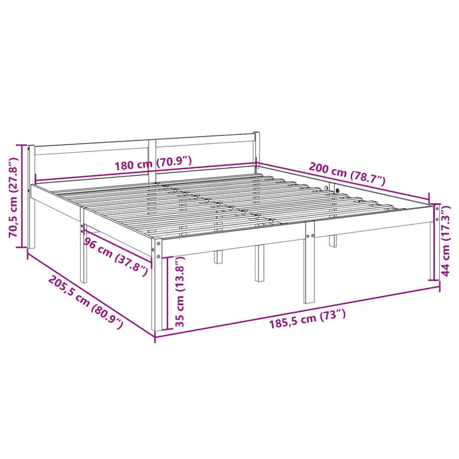 Lit pour personne âgée sans matelas blanc 180x200 cm - 10