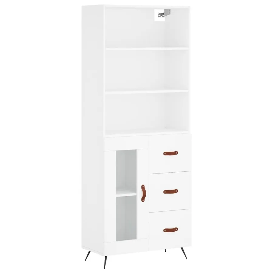 Buffet haut Blanc 69,5x34x180 cm Bois d'ingénierie - 2