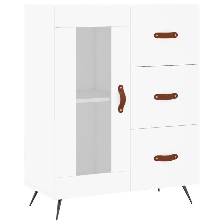Buffet haut Blanc 69,5x34x180 cm Bois d'ingénierie - 6