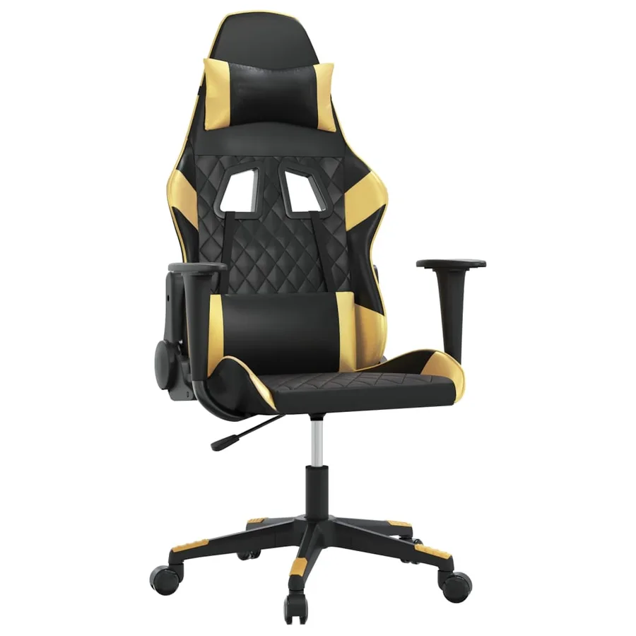 Chaise de jeu de massage Noir et doré Similicuir - 2